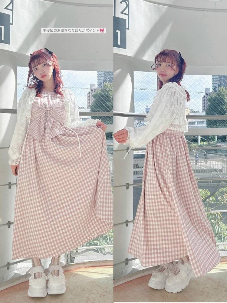 Sweet  Knot Plaid Dress New Ar - Anime Merchandise In Japanese review and price